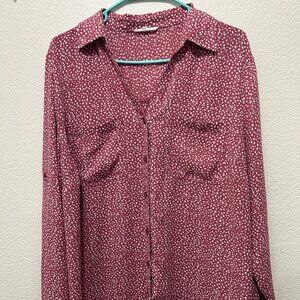 Maurice's dusty pink and white speckled lightweight button blouse, 1X
